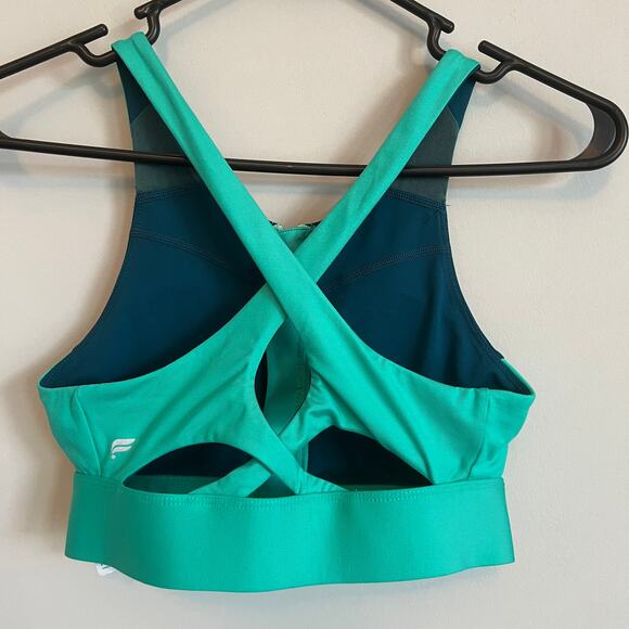 Fabletics Ella High Impact Support Zip Front Sports Bra Teal Aqua XS - Picture 2 of 5